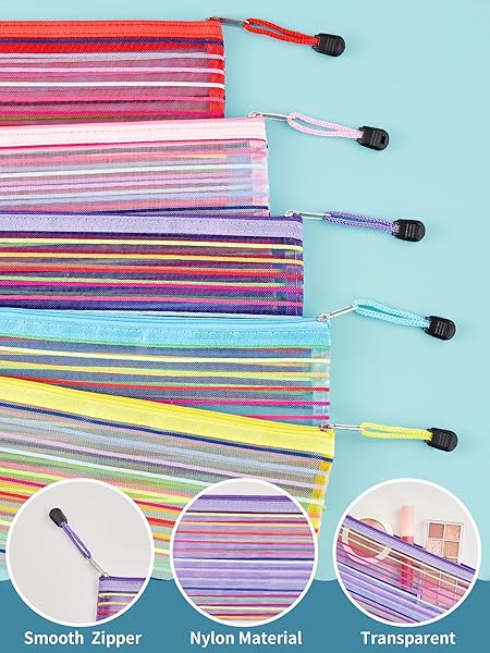 JARLINK 80 Pack Mesh Zipper Pouch, Pouch Bulk in 10 Colors, Multipurpose Storage Bags for Organizing Makeup Essentials, Travel Accessories, Office, - Image 3