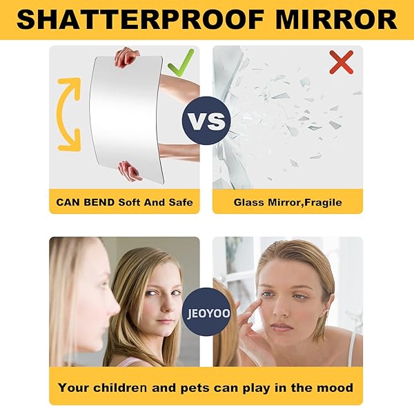 "JEOYOO Full Length Wall Mirror Set - 4 Shatterproof Acrylic Mirrors for Home Gym & Bedroom, 12"x12" Over Door & Kids Mirror" - Image 3