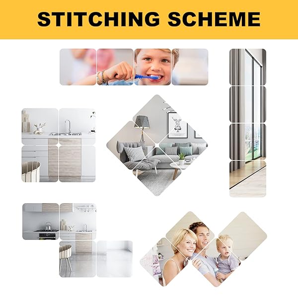 "JEOYOO Full Length Wall Mirror Set - 4 Shatterproof Acrylic Mirrors for Home Gym & Bedroom, 12"x12" Over Door & Kids Mirror" - Image 4