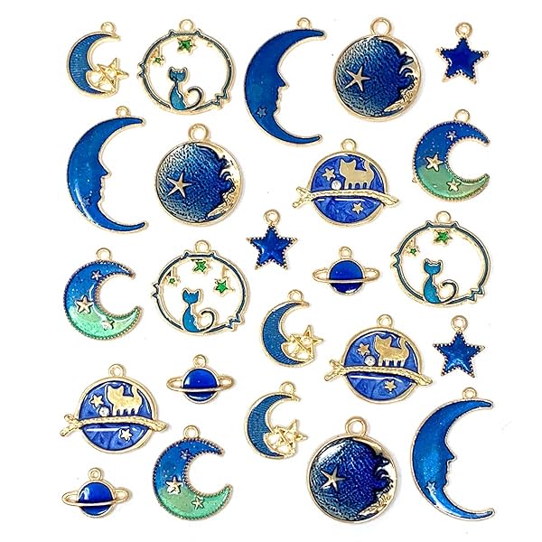 JIALEEY Gold Plated Cat Moon Star Charms for DIY Jewelry - Perfect for Earrings, Necklaces & Bracelets - Image 2