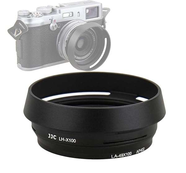 JJC LH-JX100 Black Metal Lens Hood & 49mm Filter Adapter for Fujifilm X100 Series - Perfect Shade & Replacement