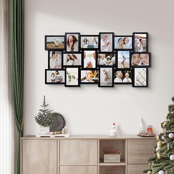 JM Deco 18 Opening Picture Frames Collage for Family and Friends Wall Decor Black Photo Frame Gallery for 4x6 Photos - Image 2