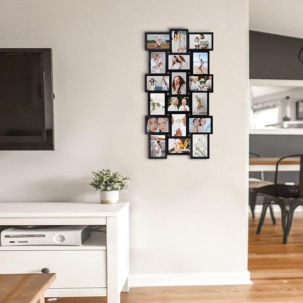 JM Deco 18 Opening Picture Frames Collage for Family and Friends Wall Decor Black Photo Frame Gallery for 4x6 Photos - Image 4