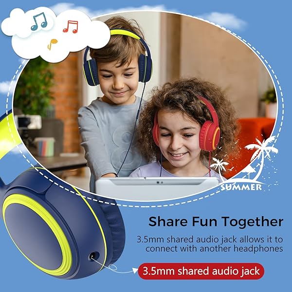 JOMILIN A10 Kids Headphones with Microphone, Lightweight Folding Stereo Bass Portable Wired Headphones with 1.5M No-Tangle Cord, Blue - Image 4