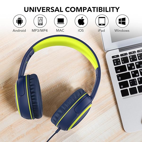 JOMILIN A10 Kids Headphones with Microphone, Lightweight Folding Stereo Bass Portable Wired Headphones with 1.5M No-Tangle Cord, Blue - Image 6