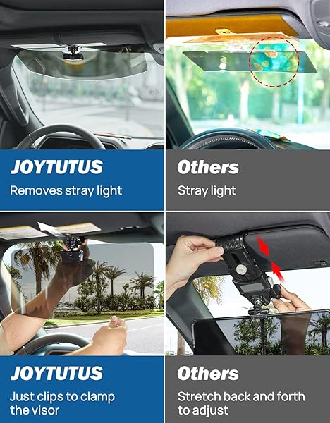 JOYTUTUS Sun Visor for Pickup Truck, 2 Pack Polarized Sun Visor Extender for Truck, Universal UV400 Car Visor Extension Anti-Glare Easy to Install, - Image 3