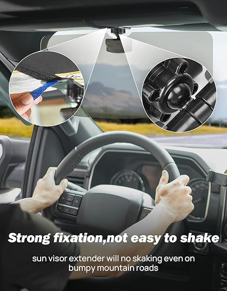 JOYTUTUS Sun Visor for Pickup Truck, 2 Pack Polarized Sun Visor Extender for Truck, Universal UV400 Car Visor Extension Anti-Glare Easy to Install, - Image 4