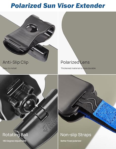 JOYTUTUS Sun Visor for Pickup Truck, 2 Pack Polarized Sun Visor Extender for Truck, Universal UV400 Car Visor Extension Anti-Glare Easy to Install, - Image 5