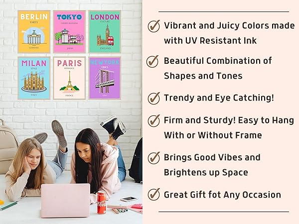 JUJU'S VIBES: Colorful Preppy Room Decor & City Posters for Teen Girls' Bedrooms & Dorms - Image 5
