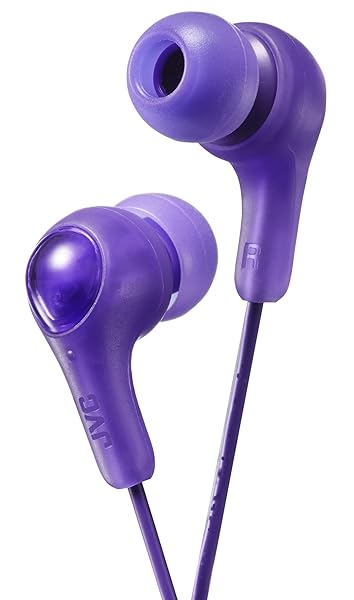 JVC Gumy HAFX7V Purple Earbuds: Powerful Sound & Comfortable Fit with S/M/L Silicone Tips