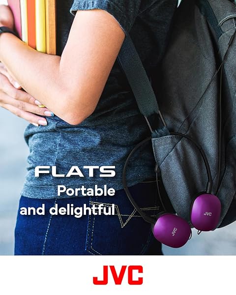 JVC HAS160MV Violet Flat Foldable On-Ear Headphones with Remote & Microphone - Colorful, Gold Plated 3.5mm Plug - Image 4