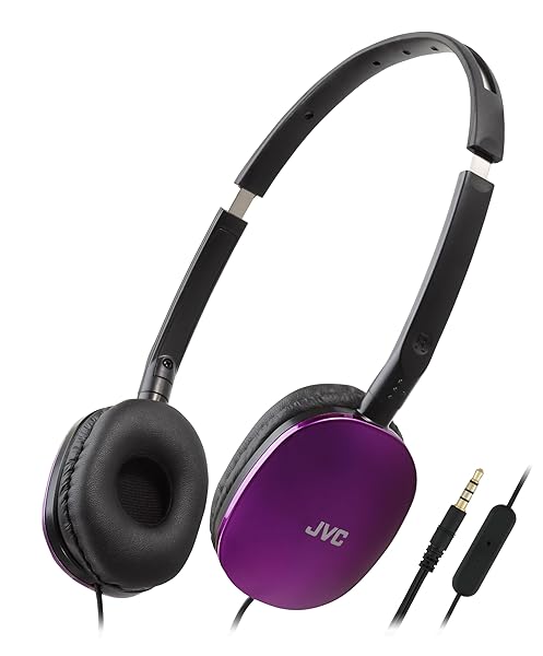 JVC HAS160MV Violet Flat Foldable On-Ear Headphones with Remote & Microphone - Colorful, Gold Plated 3.5mm Plug - Image 3