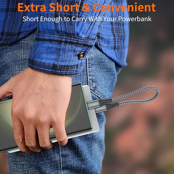 JXMOX Short USB C to USB C Cable 60W, (2 Pack 1ft) Type C Fast Charging Cord Charger Compatible with iPhone 16 Pro Max/15 Pro Max, MacBook Pro, iPad Pro Air 4, Samsung Galaxy S23 S22 S21 Ultra (Grey) - Image 5