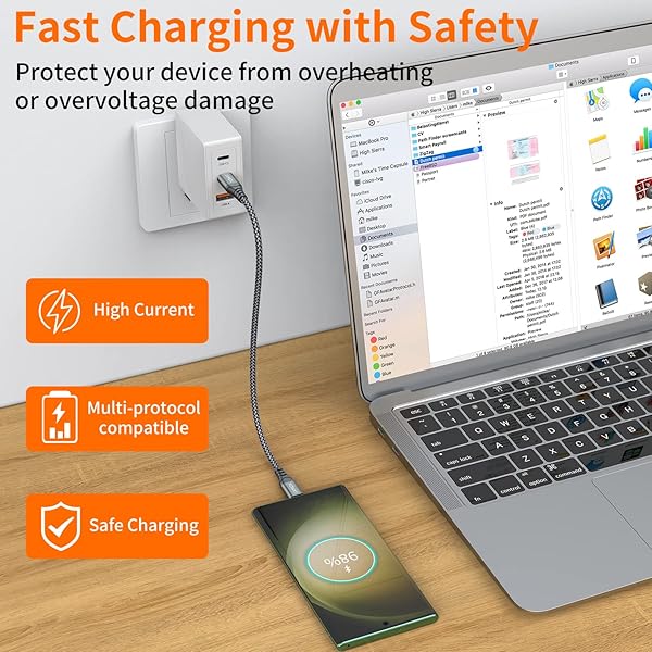 JXMOX Short USB C to USB C Cable 60W, (2 Pack 1ft) Type C Fast Charging Cord Charger Compatible with iPhone 16 Pro Max/15 Pro Max, MacBook Pro, iPad Pro Air 4, Samsung Galaxy S23 S22 S21 Ultra (Grey) - Image 6