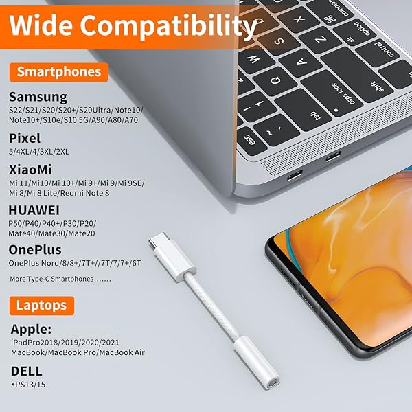 JXMOX USB Type C to 3.5mm Female Headphone Jack Adapter (2-Pack), USB C to Aux Audio Dongle Cable Cord for iPhone 17 Air 16 15 Pro Max, Samsung - Image 6