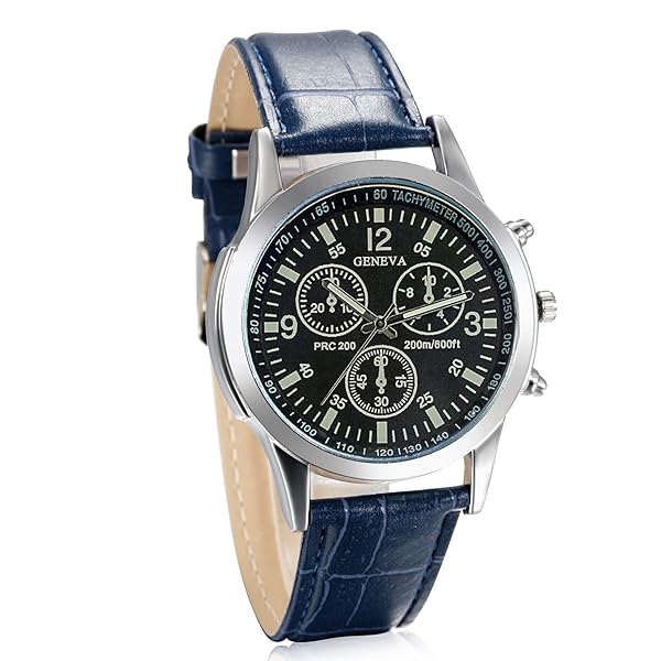 JewelryWe Business Casual Men's Quartz Wrist Watch with Leather Strap for Stylish Everyday Wear