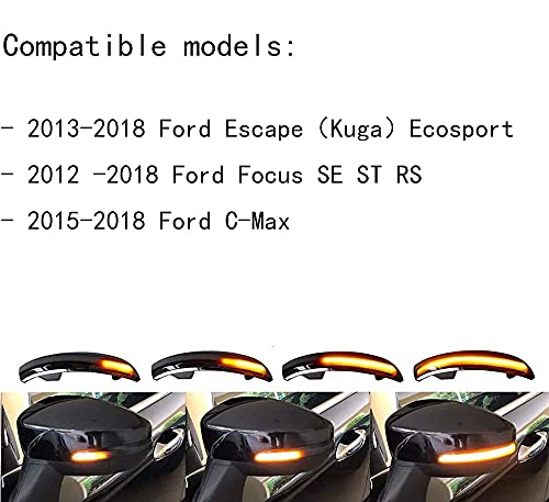 Jinfili Sequential LED Turn Signal Lights for Ford Escape, Ecosport, Focus ST/SE/RS & C-Max (2012-2018) - Image 9