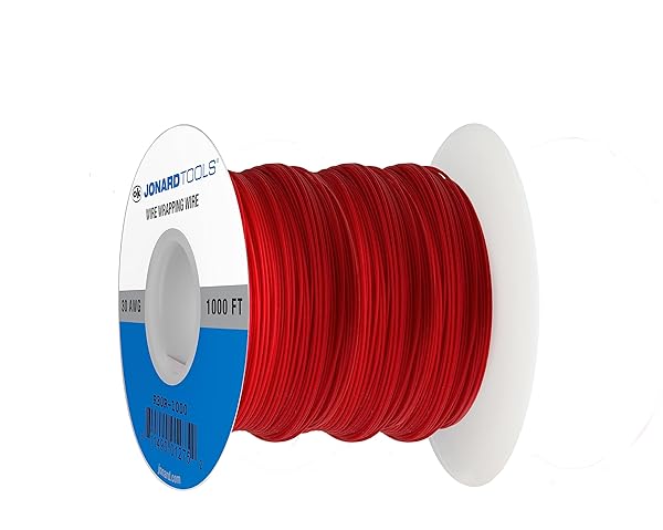 Jonard Tools R30R-1000: 30 AWG Red Insulated Kynar Copper Wire Roll - 1000 ft for Electronics Projects