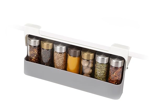 Joseph Joseph Spice Rack Organizer: Under-Shelf Storage Solution for Spices in Grey