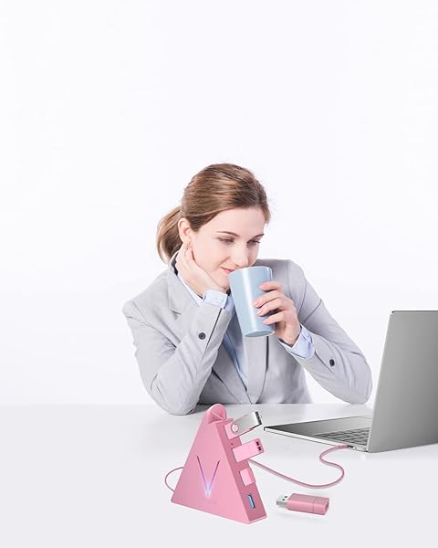 JoyReken USB C Hub 4 Ports for MacBook Pro Air iPad Pro Chromebook XPS Galaxy S21 S20 and More in Pink - Image 7