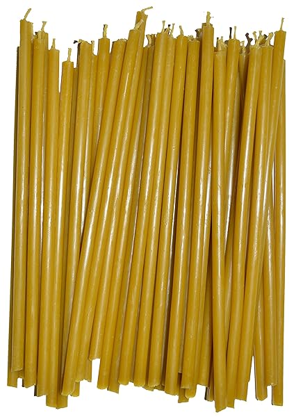 KESIS Natural Wax Beeswax Candles 40 Pack Perfect for Candlelit Dinners Churches Festive Cakes and Home Decor 6.7 Inches Long