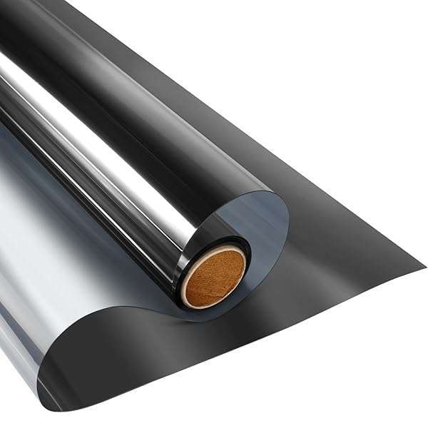 "KESPEN One Way Window Film: Daytime Privacy & Heat Control Tint for Home & Office - Black-Silver, 35.4" x 8.2'"