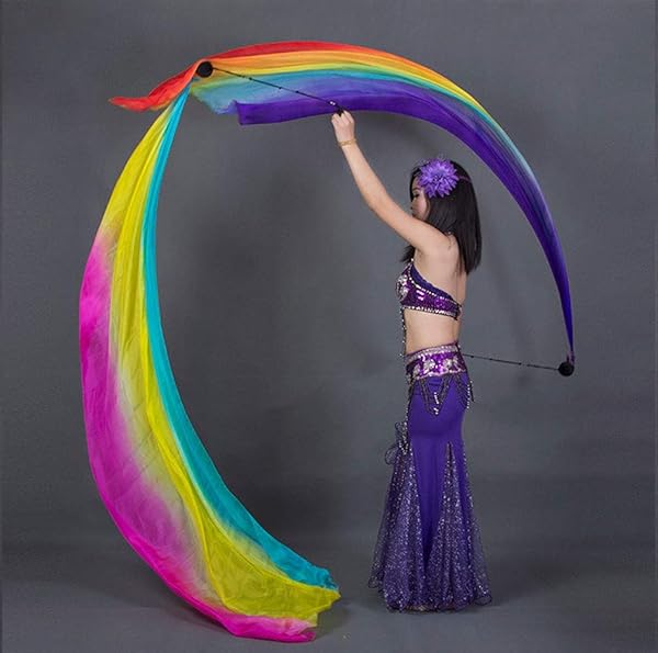 Buy KIKIGOAL 2pcs Multi-Color Dance Silk Veil Poi - 2.0x0.9M Gradual Blue for Stunning Performances - Image 3
