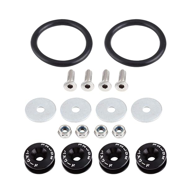KIMISS Car Aluminium Alloy Bumper Holder Washer Bolt Engine Bay Dress Up Kit Quick Release Fastener Black