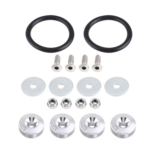 KIMISS Car Aluminium Alloy Bumper Holder Washer Bolt Engine Bay Dress Up Kit Quick Release Fastener Silver