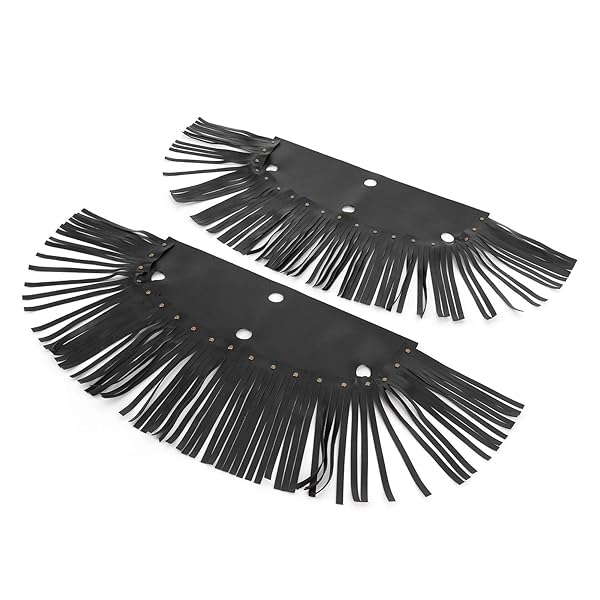 KIMISS Motorcycle Floorboard Fringe 2Pcs PU Leather Cover Universal Foot Pedal Tassel Black for Enhanced Style and Comfort - Image 8