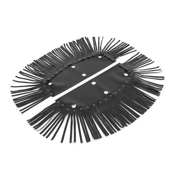 KIMISS Motorcycle Floorboard Fringe 2Pcs PU Leather Cover Universal Foot Pedal Tassel Black for Enhanced Style and Comfort