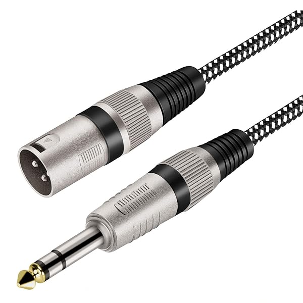 KINXIYU KINXIYU 30 FT XLR Male to 1/4 Inch TRS Cable Nylong Braided Balanced Interconnect Wire Mic Cord with Pure Copper Conductors