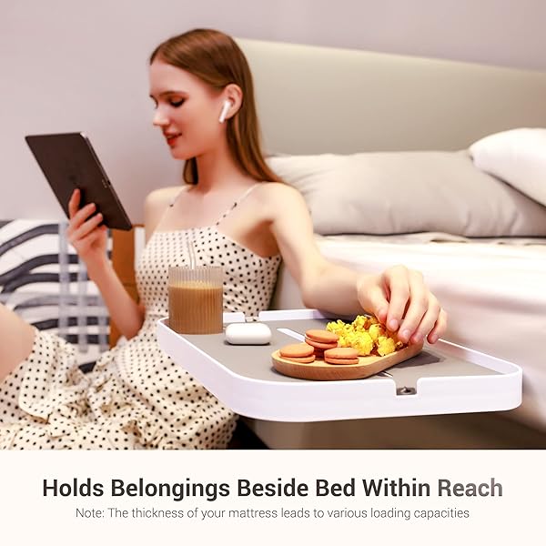 KIWIFOTOS 17" Bedside Shelf for Bed Bedside Table Under Mattress Nightstand Organizer Bedside Storage Rack Bedside Tray for Box Spring Plate Platform - Image 8