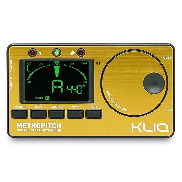 KLIQ MetroPitch: Versatile Metronome Tuner for Guitar, Bass, Violin & Ukulele - Gold Edition
