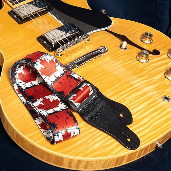 Shop KLIQ Vintage Woven Guitar Strap with Free Picks & Strap Locks - Maple Leaf Design for Acoustic & Electric Guitars - Image 4