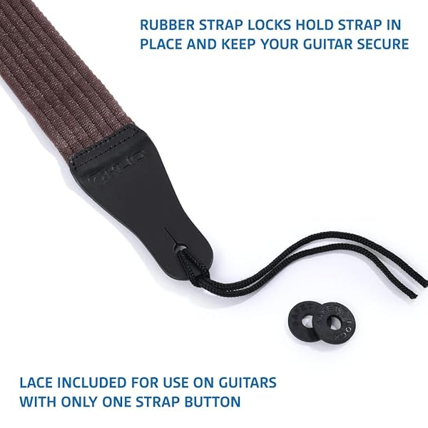 KLIQ Vintage Woven Guitar Strap for Acoustic and Electric Guitars in Brown Simple Woven Design - Image 4