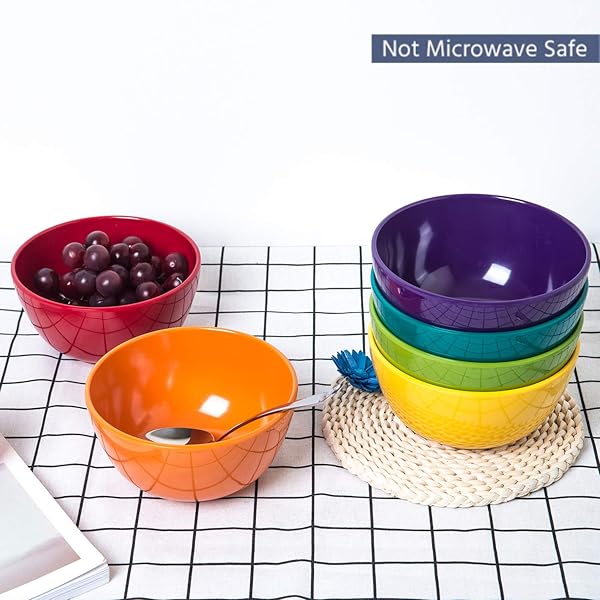 KX-WARE 6-Piece Melamine Bowls Set - 28oz, 6-Inch, Shatter-Proof, Dishwasher Safe, BPA Free in Assorted Colors - Image 4