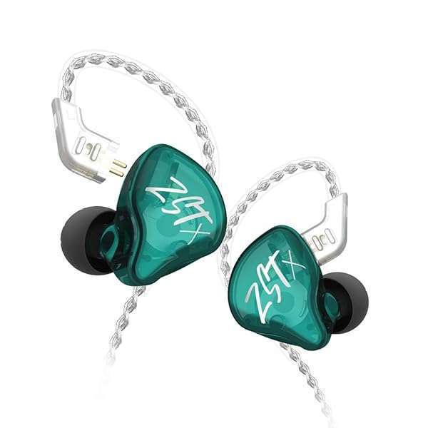 Upgrade Your Sound: KZ ZST X Dual Driver In-Ear Monitors - HiFi Stereo Earbuds for Musicians & Audiophiles (Cyan, Detachable Cable)