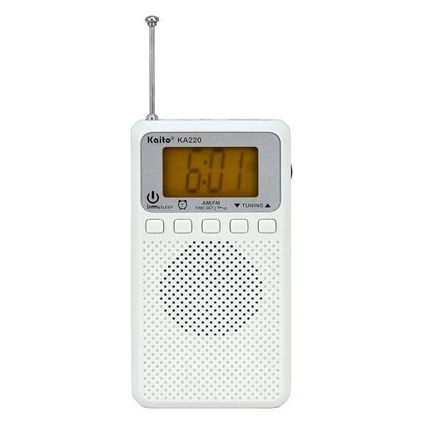 Buy Kaito KA220W Pocket Digital AM/FM Radio with Alarm Clock & Sleep Timer - Compact & Stylish in White