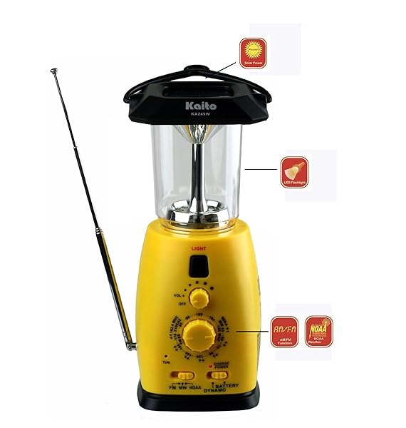 Buy Kaito KA249W Solar/Wind-up LED Lantern with AM/FM NOAA Radio & Phone Charger - Perfect for Camping!