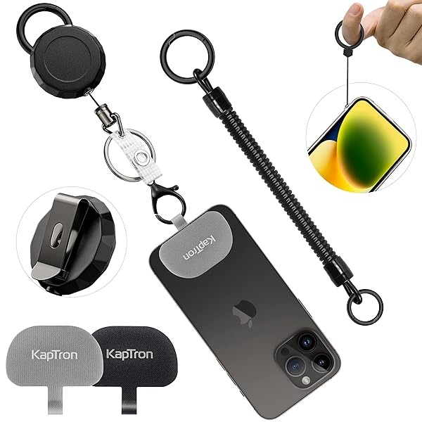 Kaptron Kaptron Anti-Theft Phone Lanyard Tether Set - Secure Your Phone with Tether Tabs & Mini Lanyard