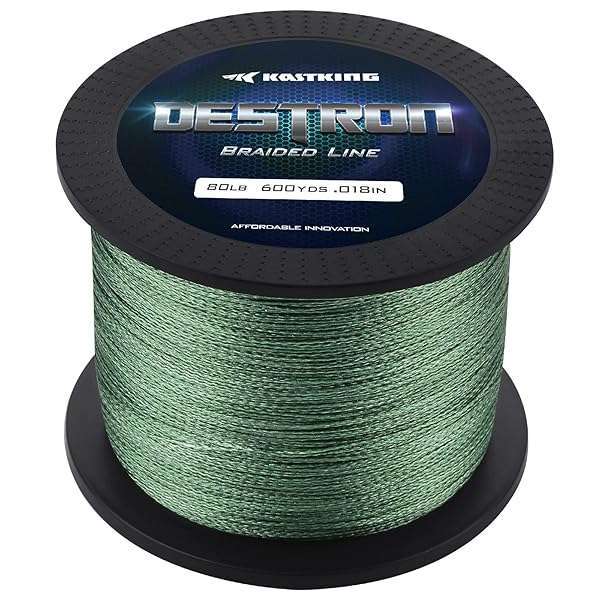 KastKing Destron Braided Fishing Line 300 Yds - Moss Green, 8lb, 0.13mm | Durable & Strong Fishing Gear