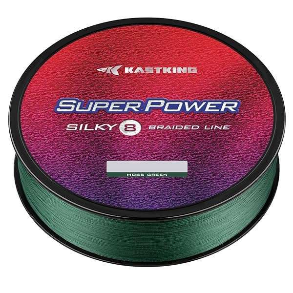 KastKing Superpower Silky8 Braided Fishing Line 40LB 150Yds - Moss Green, 8 Strand for Ultimate Strength & Durability