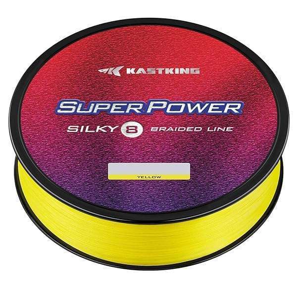 KastKing Superpower Silky8 Yellow Braided Fishing Line - 65LB, 150Yds, 8 Strand for Ultimate Strength