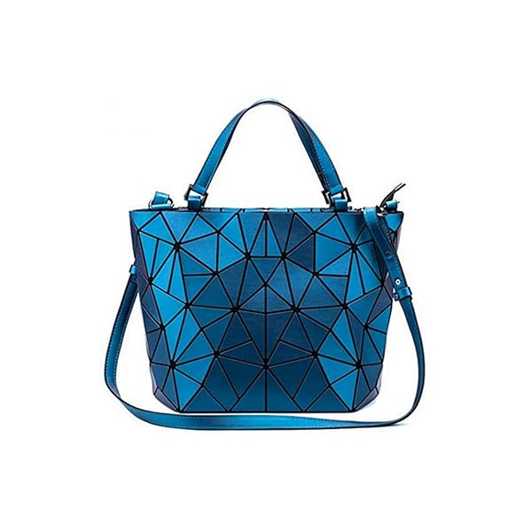 Shop Kbinter Geometric Luminous Handbags: Eco-Friendly Rainbow Holographic Purses in Blue