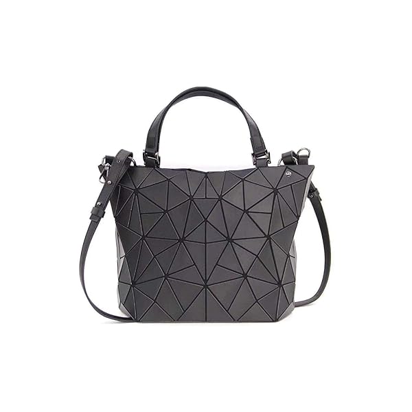 Shop Kbinter Geometric Luminous Handbags: Eco-Friendly Rainbow Holographic Purses in Black - Large Size Available!