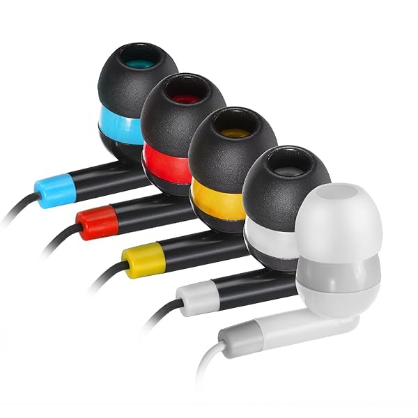 Keewonda KWA-19B Bulk Earbuds: 100 Pack Disposable Multi-Colored Headphones for Schools & Classrooms - Image 3