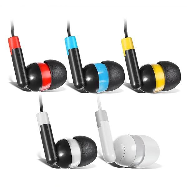 Keewonda KWA-19B Bulk Earbuds: 100 Pack Disposable Multi-Colored Headphones for Schools & Classrooms - Image 4