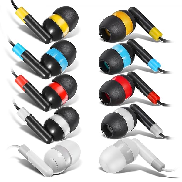 Keewonda KWA-19B Bulk Earbuds: 100 Pack Disposable Multi-Colored Headphones for Schools & Classrooms - Image 5