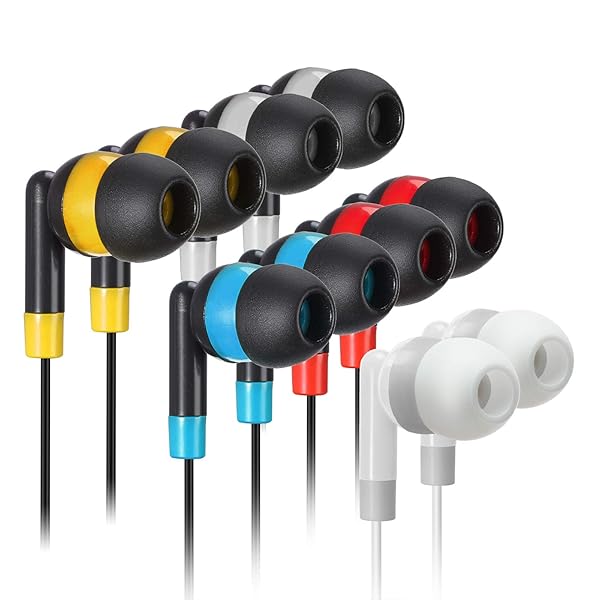 Keewonda Keewonda KWA-19B Bulk Earbuds: 100 Pack Disposable Multi-Colored Headphones for Schools & Classrooms